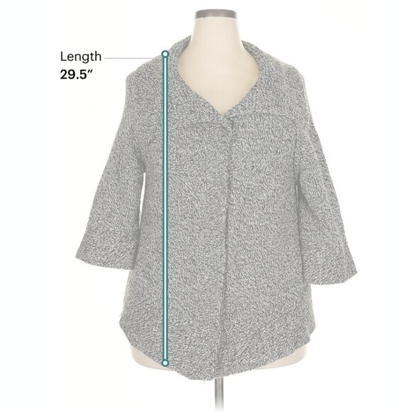 Eddie Bauer Chunky Knit Sweater 3/4 Sleeve Black White Womans Sz XXL Wool Alpaca - Picture 6 of 6